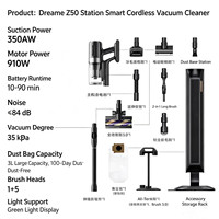 Aspirateur balai sans fil Dreame Z50 Station, aspiration puissante 350AW, station de vidage automatique, aspirateur à main pour la maison