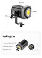 Ulanzi VL200Bi V-Mount COB Light Bi-Color 200W Lumière d'appoint vidéo pour studio photo et diffusion en direct 2700K-6500K