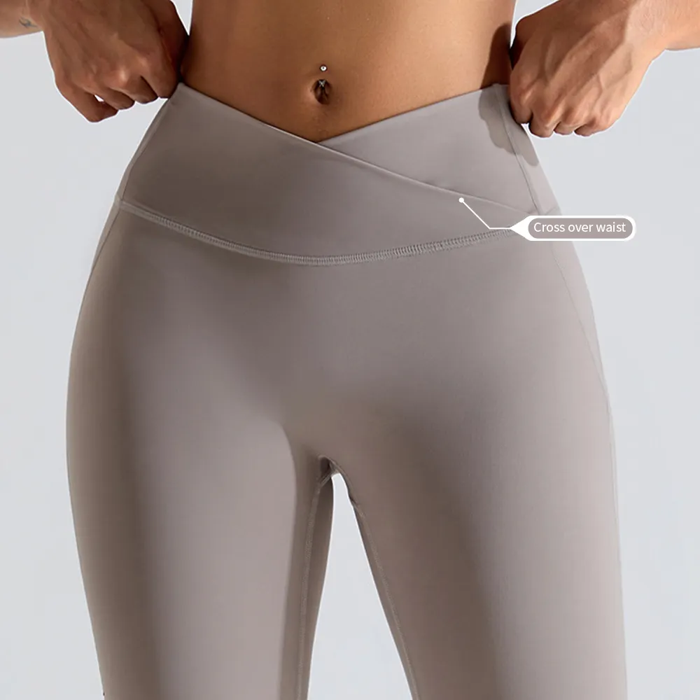 Custom Athletic Wear Recycled Spandex Butt Lifting Gym Workout Pants High Waist V Shape Yoga Leggings for Women