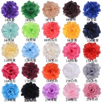 Fleurs de décoration fabriquées en usine pour vêtements pinces à cheveux en perles de plumes Fascinator Corsage broche 5cm fleur en tissu en mousseline de soie faite à la main