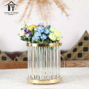 Venta al por mayor de alto claro redondo flor soporte cilindro jarrones de vidrio barato centro de mesa florero formas - Product Image 5