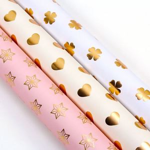 Luxury Metallic Foil Gift <b>Wrapping</b> <b>Paper</b> Sheet with Printed Four Leaf Clover Heart Hexagram - Product Image 2
