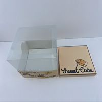 Caja Cuadrada para Pastel con Ventana Transparente de PET e Ilustraciones Adorables, Ideal para Empaque Diario de Panadería y Regalos