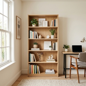 Librero Moderno con Acabado en Madera <span class=keywords><strong>de</strong></span> Roble Claro, Estantería Personalizada OEM, Mueble <span class=keywords><strong>de</strong></span> Almacenamiento Abierto para Sala <span class=keywords><strong>de</strong></span> Estar u <span class=keywords><strong>Oficina</strong></span> - Product Image 2