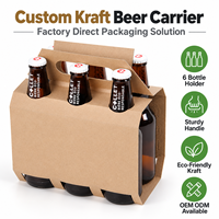 Porte-bouteilles de bière durable et recyclable pour six bouteilles, avec structure pliable, support de fond robuste et impression personnalisée pour la vente au détail de boissons