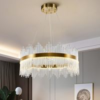 TSINYE Lustre Moderne en Cristal Ovale Sable Cristal Dimmable Éclairage LED Trois Températures de Couleur Pendentif en Argent