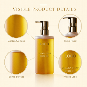 Golden <b>Glow</b> Body <b>Oil</b> Lightweight Moisturizing <b>Oil</b> for Skin <b>Glow</b> Radiant Finish Private Label OEM ODM Custom Formula Packaging - Product Image 3