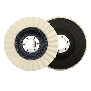 Disque abrasif en feutre de <span class=keywords><strong>laine</strong></span> de 115 mm (4,5 pouces) <span class=keywords><strong>avec</strong></span> support en fibre de verre pour le polissage des métaux en <span class=keywords><strong>acier</strong></span> inoxydable, marque SHARPNESS, compatible OEM/ODM - Product Image 1