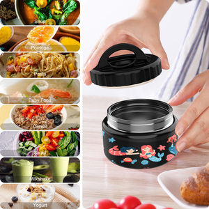 Thermos à soupe isotherme noir de 12 oz à large ouverture pour aliments chauds, récipient à lunch en acier inoxydable anti-fuite pour enfants, boîte à nourriture - Product Image 5