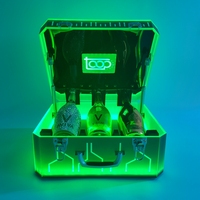 Valise de présentation de vin VIP portable en plastique à LED personnalisable et changeante de couleur pour 3 bouteilles – Présentoir glorificateur pour bars et soirées