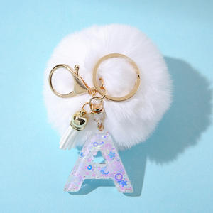 سلسلة مفاتيح بدلاية مخصصة للسيدات سلسلة مفاتيح مزينة بالكرات البيضاء الجديدة من الترتر في أكياس بلاستيكية - Product Image 3