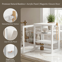 Boîte à pain en bambou de style farmhouse avec porte en acrylique transparent, étagères réglables, grande capacité, idéale pour le stockage du pain.