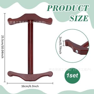 Enrouleur de fil en bois, outil de tricot, couleur bois brun, utilisation sur bureau, pour le tri des fils et l'aide au tricot - Product Image 4