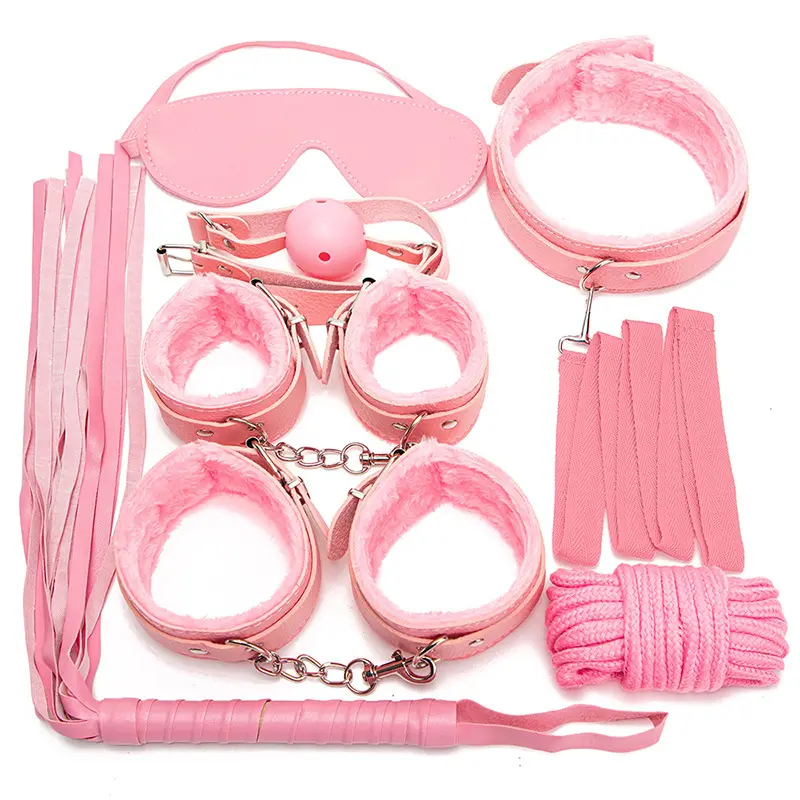 7 Kit Leather Sex Toys BDSM Restraints Bondage Adult Sex Toys Setting Handcuff Whip Spanking BDSM For Couples