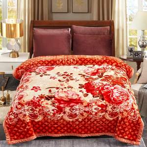 Couverture de vison coréenne lourde Warm World toutes les couleurs 4 pièces ensemble de couvertures de vison double couche couverture raschel floral adulte - Product Image 4