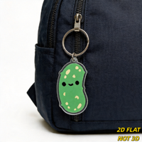 Porte-clés Kawaii en forme de cornichon vert mignon avec visage souriant et bosses, breloque en acrylique transparent pour clés, sacs, sacs à dos