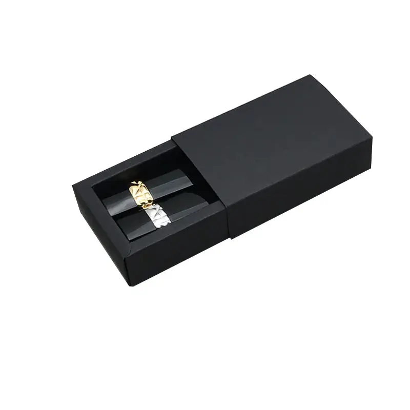 ZL Wholesale Custom Luxury Packaging Cosmetic Lip Gloss Foldable Black Paper Drawer Lip Scrub Lip Stick Packaging Boxes