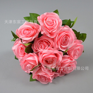 Bouquet de roses artificielles Dongchen Crafts, 10 têtes, 43 cm, fleurs en soie, décoration de mariage et de maison - Product Image 3
