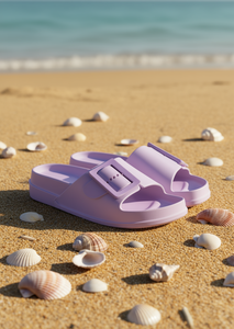 Sandali EVA infradito con chiusura a bottone a una cinturina, unisex, taglia 26, estivi, punta aperta, colore rosato - Product Image 2