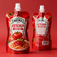 Sachet souple personnalisé pour sauce, thermoscellable, stérilisable, avec bec verseur, pour pâte et ketchup tomate