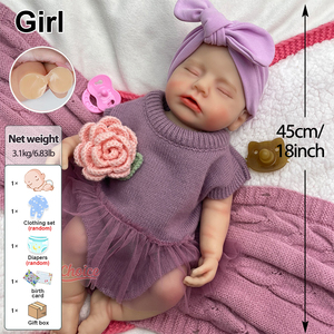 Poupée Reborn de 18 pouces à bouche ouverte avec sucette, couleur et style de cheveux personnalisés, en silicone solide, jouet de thérapie émotionnelle pour bébés, accessoire de cinéma et de télévision - Product Image 2