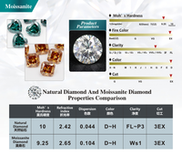 Pierre de Moissanite 1-10 Carats Certifiée D VVS1, 100% Positive au Testeur de Diamant