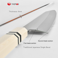 Couteau Professionnel Japonais Fait Main en Acier 10Cr15Mov Ultra-Tranchant, Sakimaru Yanagiba pour Chef, Saumon, Sushi, Poisson, Sashimi