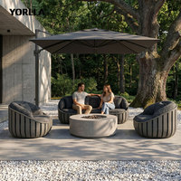 Ensemble de canapés à lattes en aluminium robuste pour hôtels et complexes, résistant aux intempéries, mobilier de salon type cocon