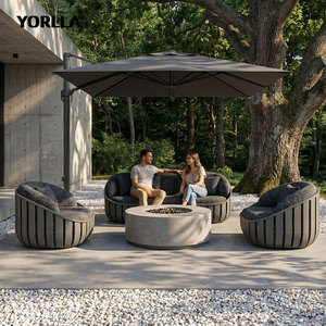 Ensemble de canapés à lattes en aluminium robuste pour hôtels et complexes, résistant aux intempéries, mobilier de salon type cocon - Product Image 4