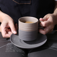 Nordique personnalisable Vintage fait à la main poterie argile tasse tasse et soucoupe Cappuccino Latte expresso café en céramique tasse à thé ensemble