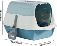 Grande litière pour chat fermée avec couvercle, design anti-éclaboussures, comprend une pelle à litière, utilisation en intérieur pour chats