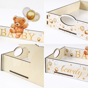 Plateau à collations en bois pour Baby Shower, décoration de fête de révélation du sexe Bearly Wait, plateau de présentation de desserts, cadeaux pour l'annonce de la naissance du bébé - Product Image 3