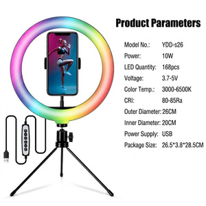 Anillo de Luz LED RGB Portátil de 10 Pulgadas con Iluminación de 360 Grados °   Luz de Relleno Ajustable con 10 Niveles de Intensidad y 3 Temperaturas de Color <span class=keywords><strong>para</strong></span> Fotografía - Product Image 5