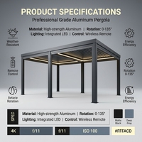 Auvent de terrasse extérieur sur mesure Henlixo, imperméable, 3x3, 4x4, 5x5, 7,5x4 m, pergola manuelle en alliage d'aluminium, toit rétractable ouvert
