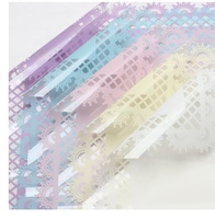 Papier d'emballage pour fleurs, cellophane OPP à bordure dentelle, imperméable, transparent, pour emballage de bouquets