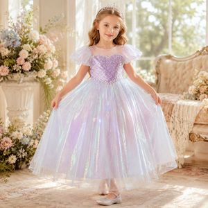 Robe de princesse pour filles, robe de soirée formelle pour enfants, costume d'anniversaire, tenue de cosplay, robe en tulle et maille pour l'été - Product Image 1