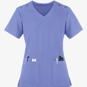 New Design Excellent Quality nursing scrubs sets Soft and high elasticity scrubs sets stylish nursing Lace up nursing scrubs set