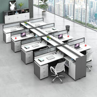 Poste de travail de bureau moderne et simple en forme de bar, avec chaise, pour quatre personnes, écran de séparation, combinaison libre, usage domestique et commercial