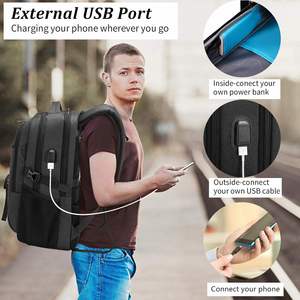 Sac à dos pour ordinateur portable en denim personnalisé de 17 pouces, sangle réglable, fermeture éclair, capacité de 28 L, résistant à l'eau, port de charge USB, unisexe, voyage - Product Image 6