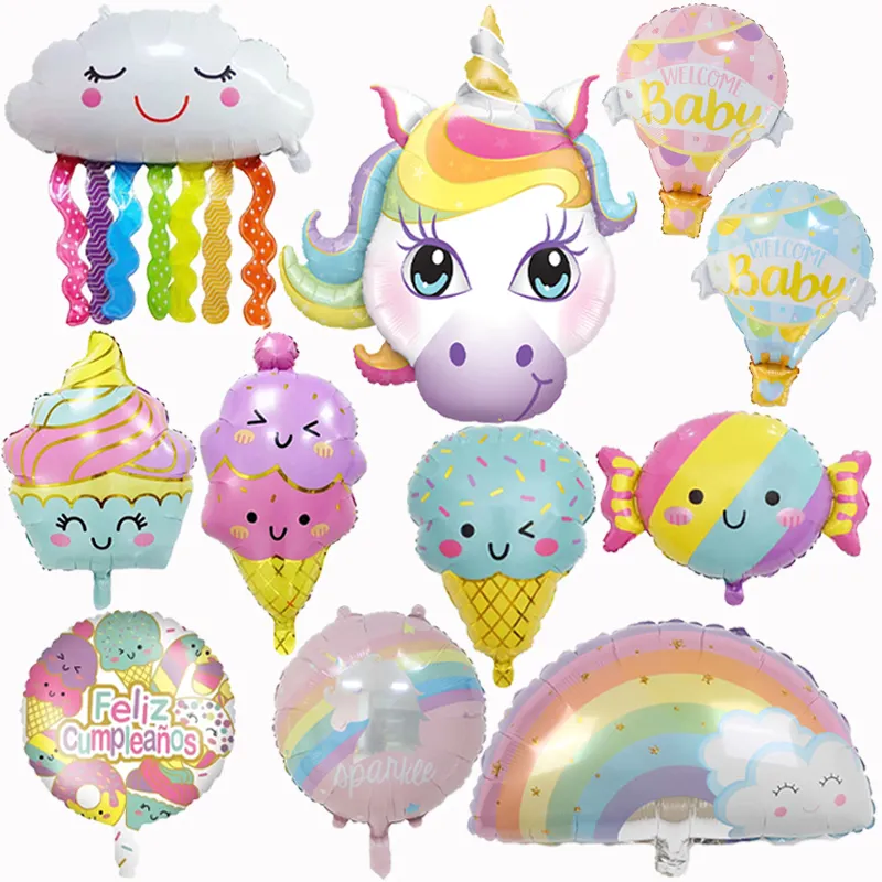 New Unicorn Rainbow Cloud Aluminum Foil Balloon Ice Cream Marcaron Helium Ball Kid's Birthday Party Decorates Baby Shower Girls