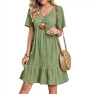 ชุดเดรสสายเดี่ยวผ้าฝ้ายสำหรับผู้หญิง ขายดี ขายส่งเสื้อผ้าจากกวางตุ้ง จำนวนมาก - Product Image 1