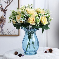 Bouquet de 12 têtes de fleurs en soie, roses artificielles en gros pour la décoration de la maison, de la table et des mariages