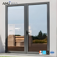 Portes françaises extérieures en aluminium sur mesure, double battant, avec verre trempé, pour patio