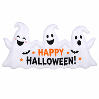 Bannière gonflable d'Halloween de 2,7 m avec 3 fantômes et lumière LED – Joyeux Halloween – Décoration gonflable pour jardin extérieur et fête