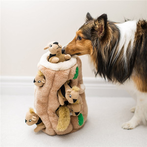 Juguete de peluche cilíndrico para cachorros con forma de tronco de árbol alto, agujero de árbol corto o nido de ardilla - Product Image 2