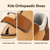 Chaussures orthopédiques pour enfants pour le soutien du pied valgus, du pied varus, de la marche envers l'intérieur, de la marche envers l'extérieur et des pieds plats, avec tige en cuir fendu et semelle en caoutchouc