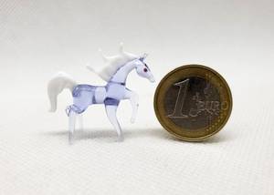 Figura de Unicornio de Vidrio Soplado a Mano con Crin y Cola Blancas y Cuerpo Azul Transparente, Escultura Artística de Animal - Product Image 4