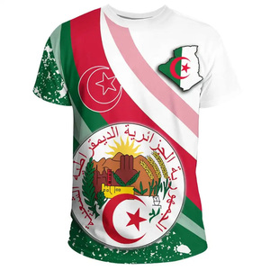 2024 Design classique Top qualité Polyester matériel col rond imprimé Algérie Logo T-shirt pour les activités de plein air - Product Image 6