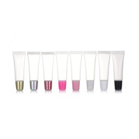 Tubes de rouge à lèvres transparents de luxe vides, 15 ML, 10ML, brillant à lèvres, baume à lèvres, Tube en plastique avec couvercle doré et argenté