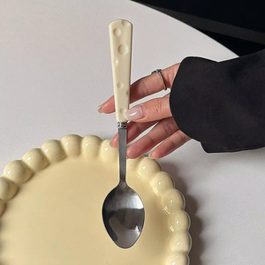 Silverware Wholesale Elegant Cheese Ceramic Handle Stainless Steel Luxury Silver Cutlery <b>Set</b> - Product Image 4